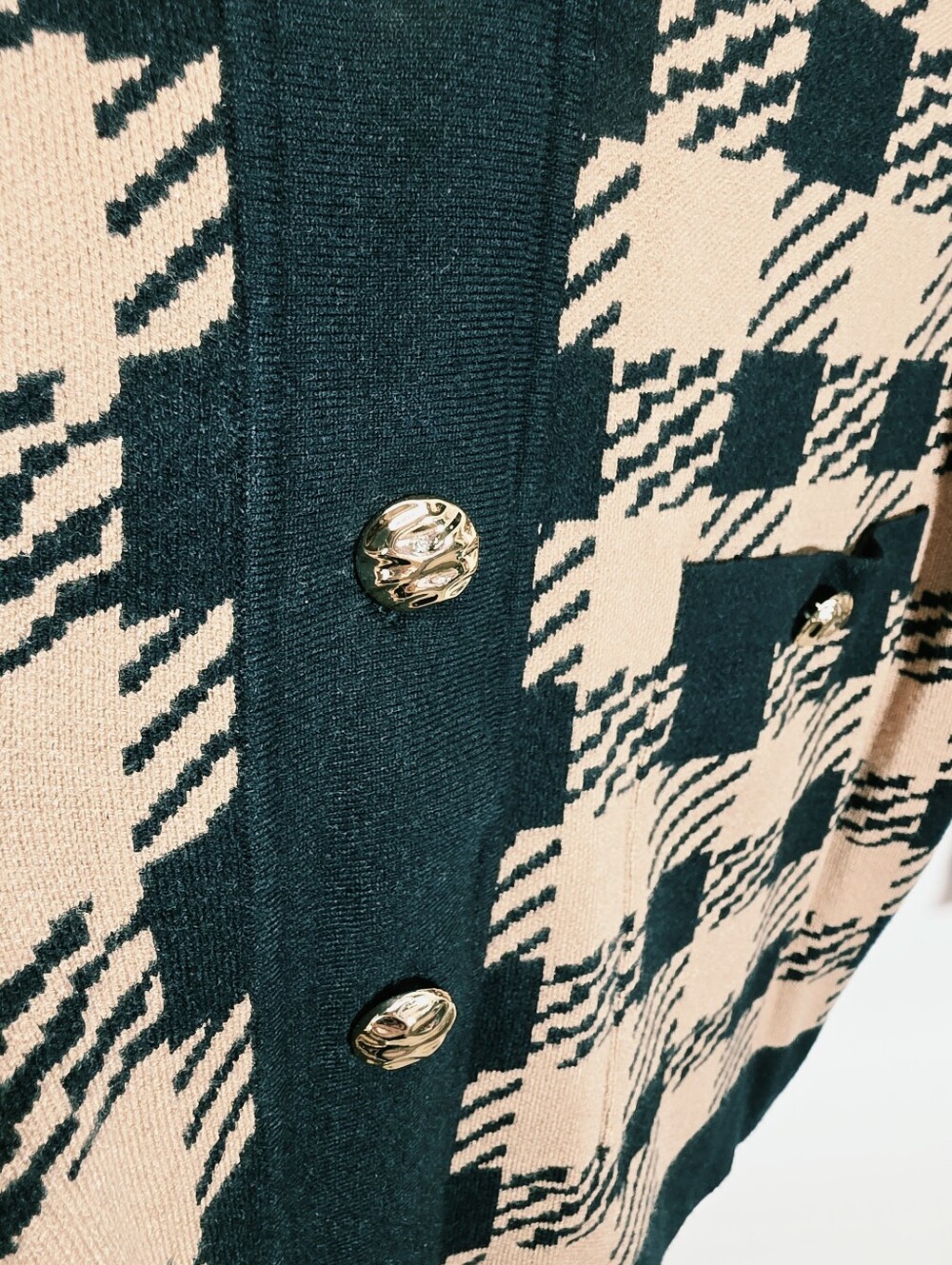 NWT Philosophy Republic Clothing Oversized Houndstooth Cardigan Sweater Gold But - Picture 4 of 12